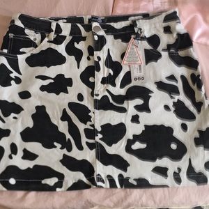 Cow Print Denim skirt